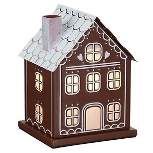 Wax Warmer Dark Red Tin House Farmhouse Chimney Gingerbread Light Up Christmas‎